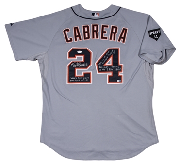 2011 Miguel Cabrera ALCS Game Used, Signed & Inscribed Detroit Tigers Road Jersey (MLB Authenticated & JSA)